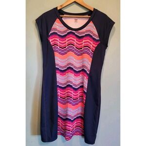 Title Nine Gidget 2.0 Blue Multicolor Athleisure Athletic Dress Zip Pocket Sz L